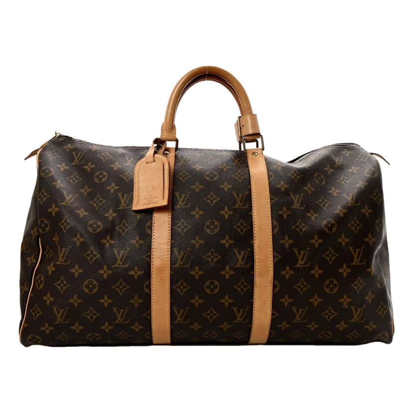 Louis Vuitton Louis Vuitton Keepall 55 Monogram Canvas Duffle Bag Brown Leather Good condition - Front View