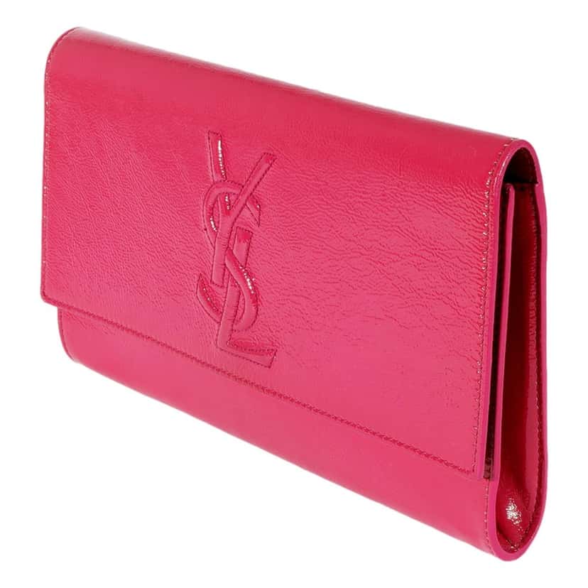 Saint Laurent Yves Saint Laurent Belle de Jour Pink Patent Leather Clutch Pink Leather Good condition - Back View