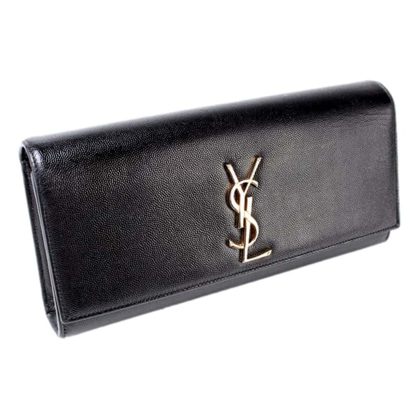 Saint Laurent Saint Laurent Cassandre Classic Monogram Black Leather Clutch Black Leather Good condition - Back View