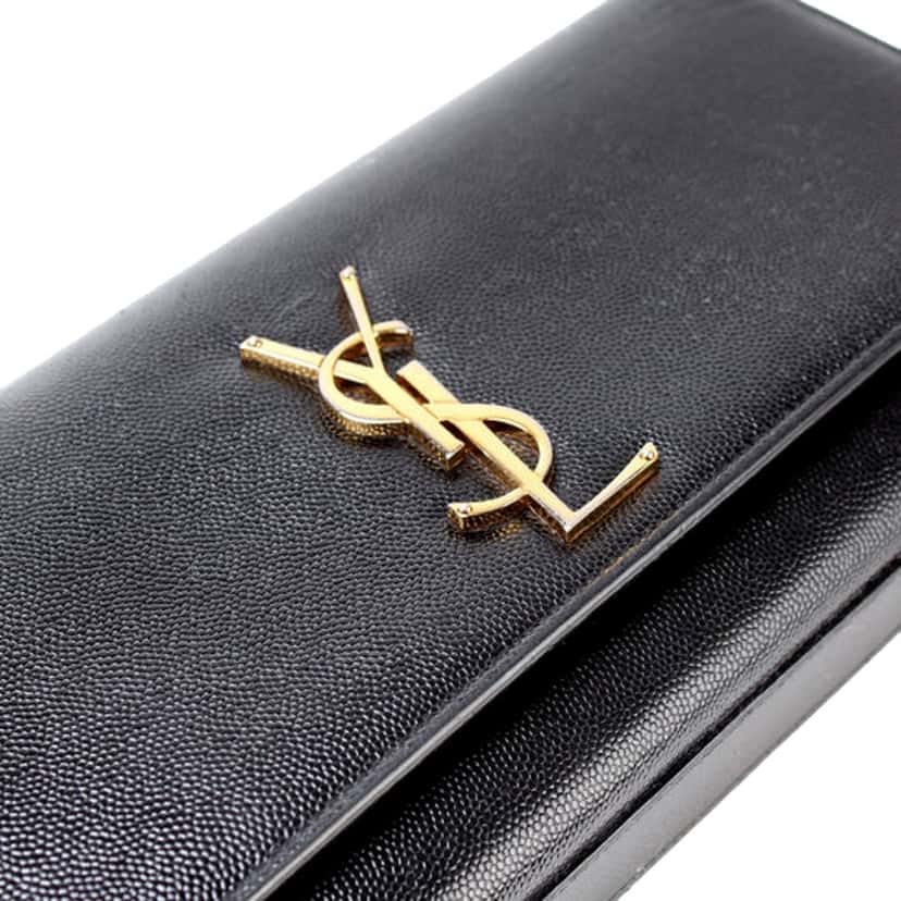 Saint Laurent Saint Laurent Cassandre Classic Monogram Black Leather Clutch Black Leather Good condition - Box View