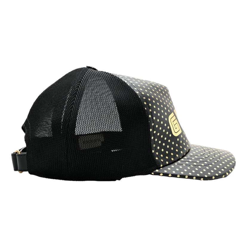 Gucci Gucci x Sega Guccy Stars Black Gold Leather Hat Black Leather Good condition - Model View