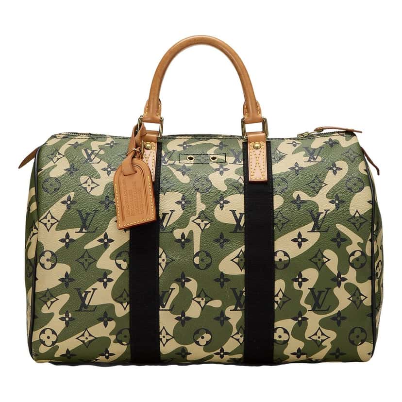 Louis Vuitton Louis Vuitton x Takashi Murakami Monogramouflage Speedy 35 Duffle Handbag Green Leather Good condition - Front View