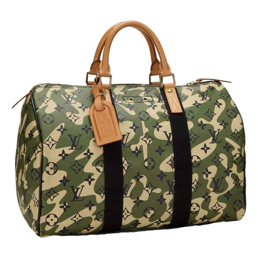 Louis Vuitton Louis Vuitton x Takashi Murakami Monogramouflage Speedy 35 Duffle Handbag Green Leather Good condition - Back View