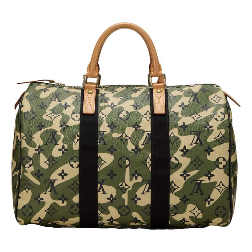 Louis Vuitton Louis Vuitton x Takashi Murakami Monogramouflage Speedy 35 Duffle Handbag Green Leather Good condition - Inside View