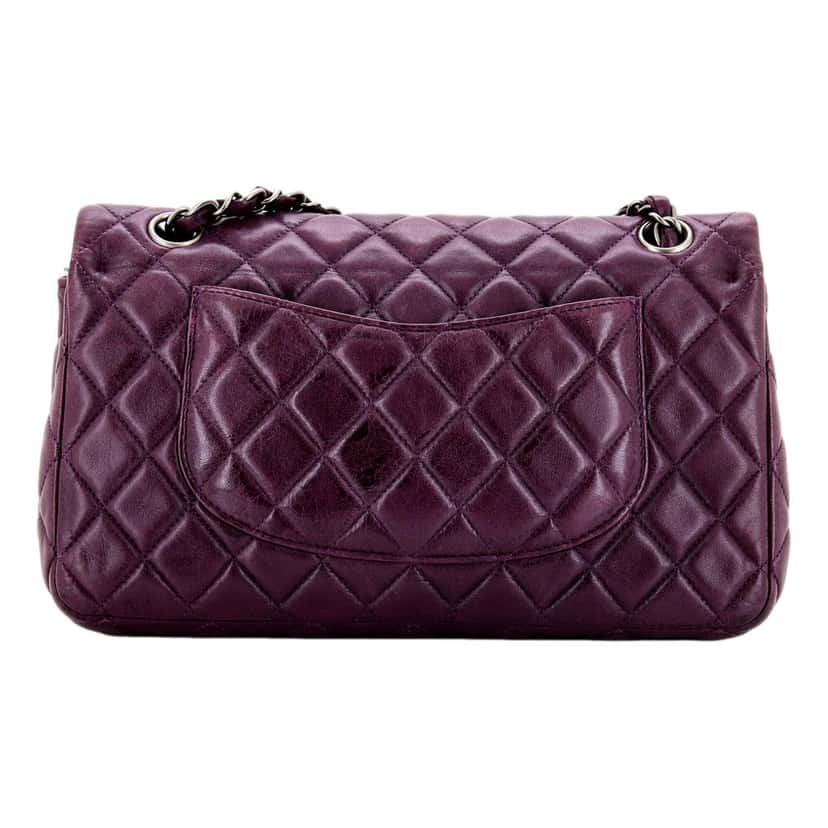 Chanel Chanel Classic Flap Shoulder Bag in Purple Soft Lambskin Leather with Chain Strap Purple Leather Good condition - Inside View