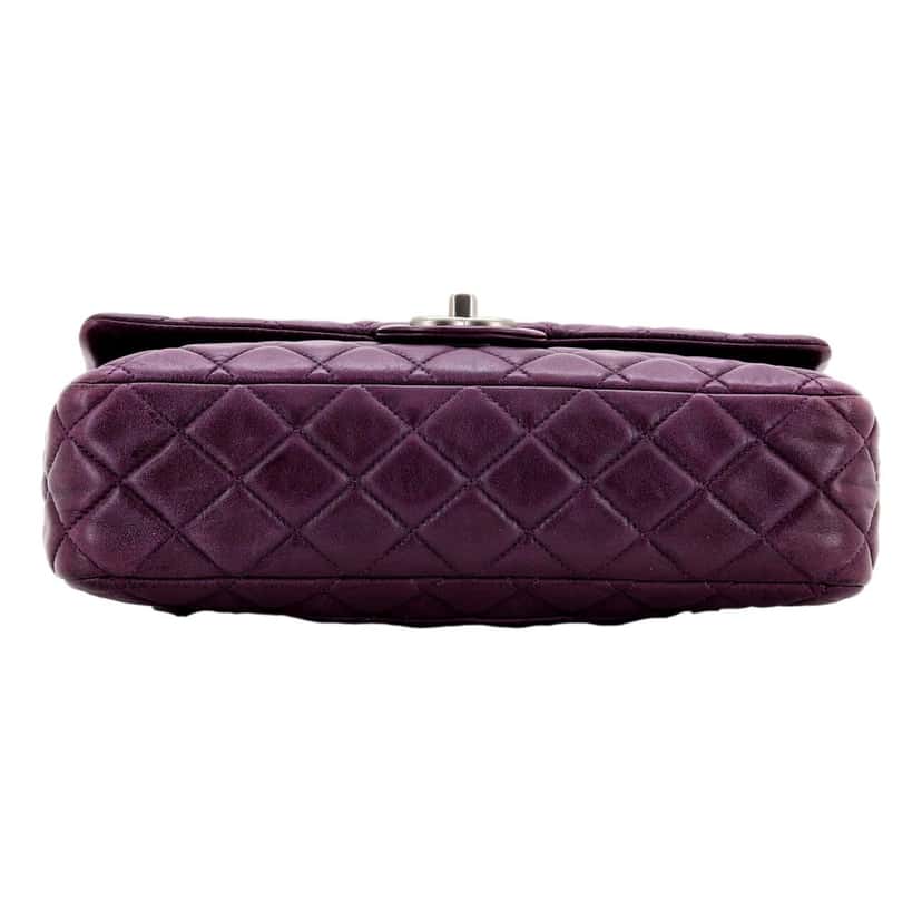 Chanel Chanel Classic Flap Shoulder Bag in Purple Soft Lambskin Leather with Chain Strap Purple Leather Good condition - Model View