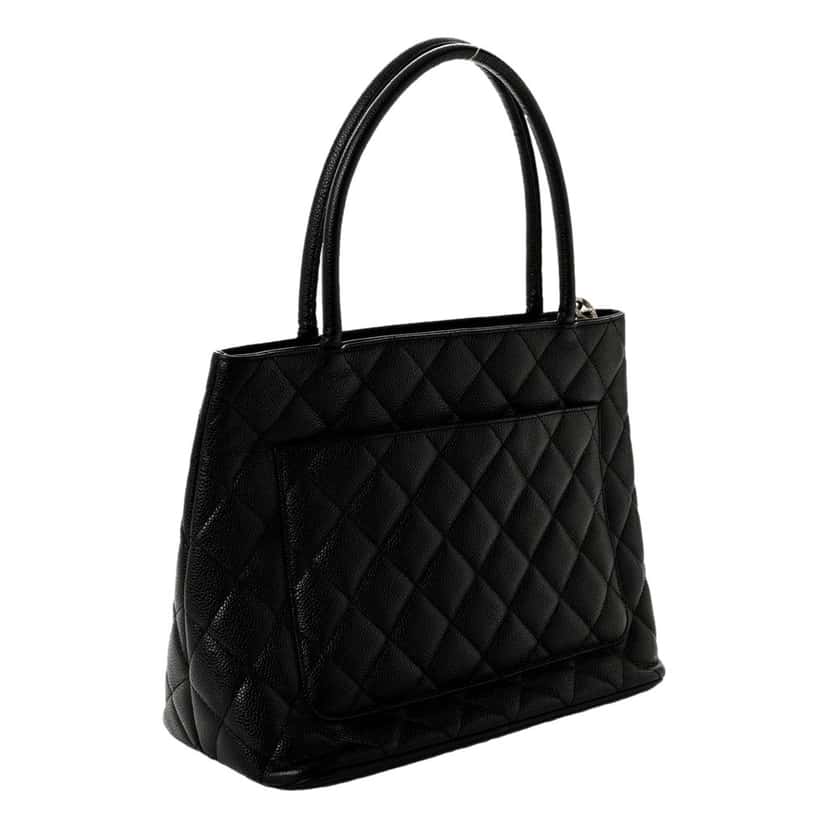 Chanel Chanel Medallion Tote in Black Quilted Caviar Leather Black Leather Good condition - Back View