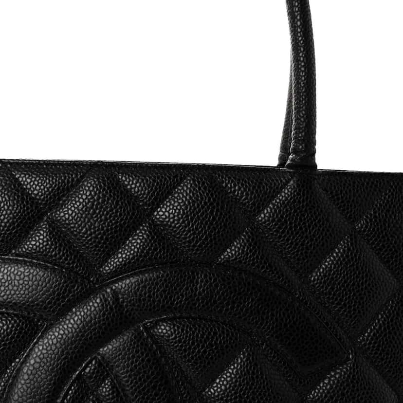 Chanel Chanel Medallion Tote in Black Quilted Caviar Leather Black Leather Good condition - Model View