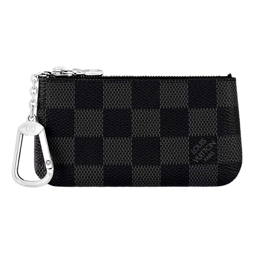 Louis Vuitton Louis Vuitton Key Pouch Damier Graphite Canvas Black Leather Good condition - Front View