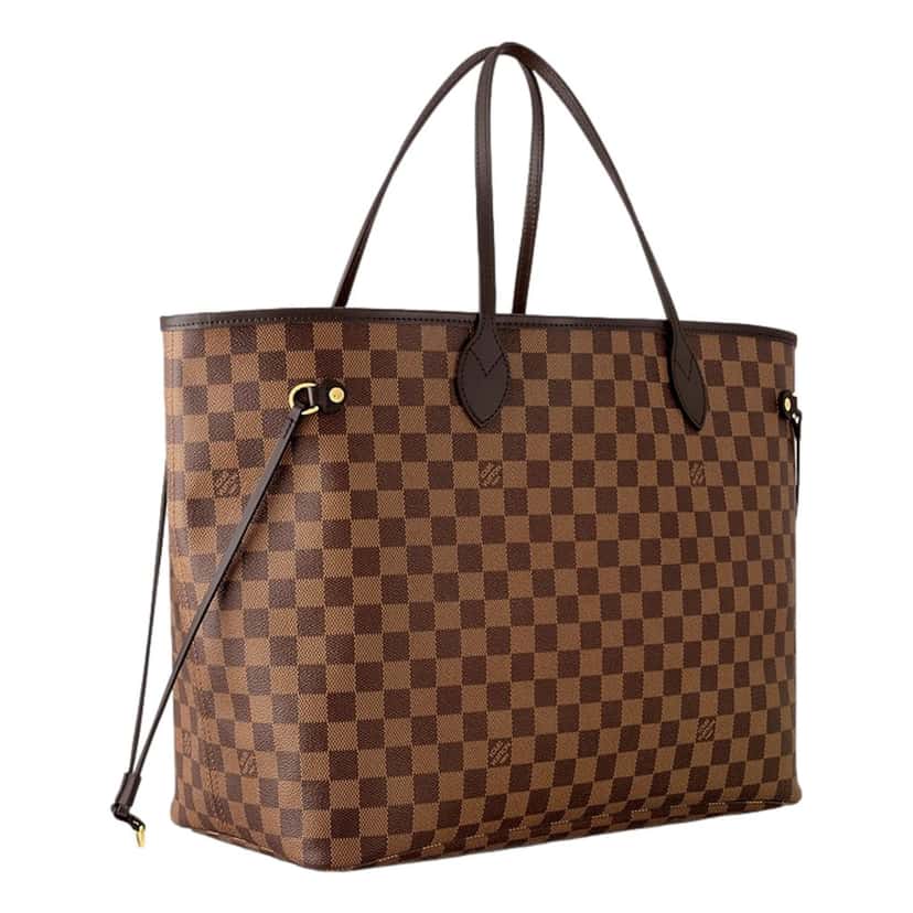 Louis Vuitton Louis Vuitton Neverfull MM Damier Ebene Brown Canvas Tote Brown Leather Good condition - Back View