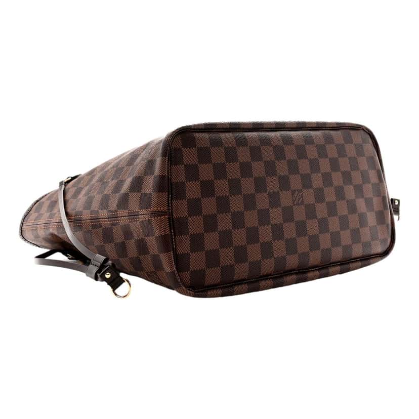 Louis Vuitton Louis Vuitton Neverfull MM Damier Ebene Brown Canvas Tote Brown Leather Good condition - Inside View