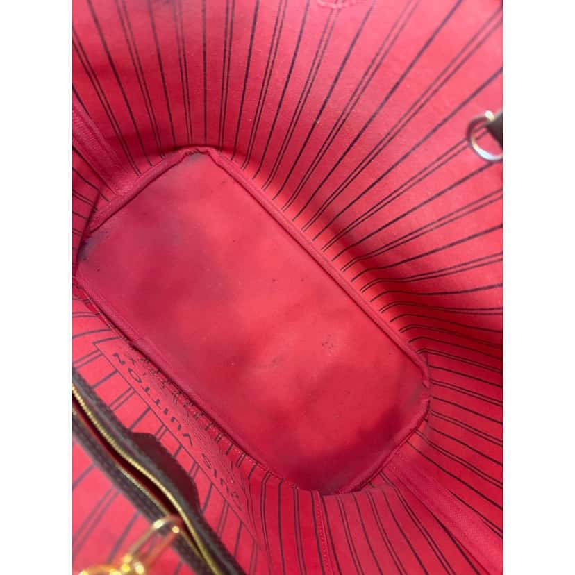 Louis Vuitton Louis Vuitton Neverfull MM Damier Ebene Brown Canvas Tote Brown Leather Good condition - Model View