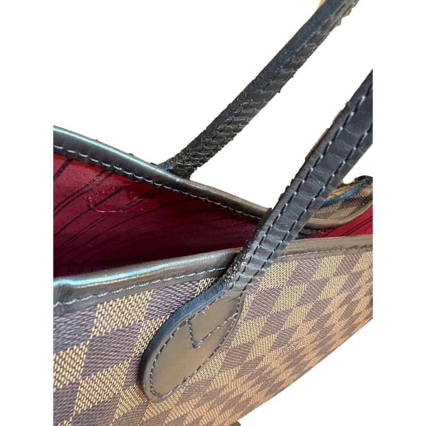 Louis Vuitton Louis Vuitton Neverfull MM Damier Ebene Brown Canvas Tote Brown Leather Good condition - Box View