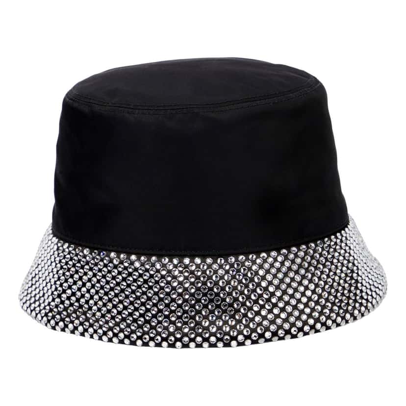 Prada Prada Re-Nylon Crystal Embellished Bucket Hat Black Black Never worn - Inside View