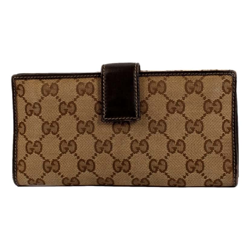 Gucci Gucci Mayfair Long Wallet in GG Canvas with Web Stripe Bow Detail Brown Leather Good condition - Back View