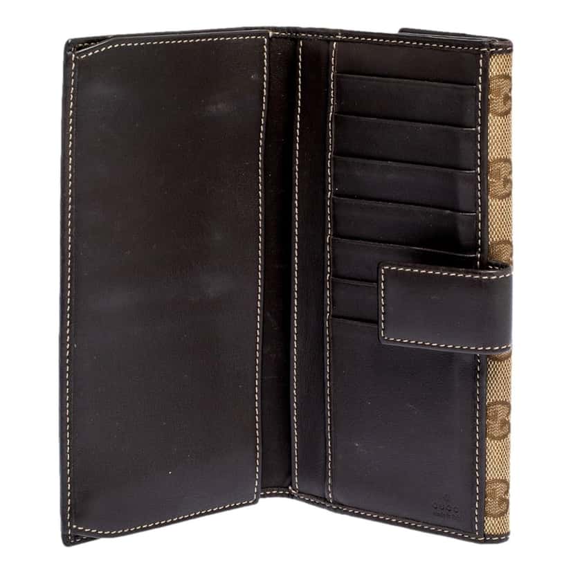 Gucci Gucci Mayfair Long Wallet in GG Canvas with Web Stripe Bow Detail Brown Leather Good condition - Model View