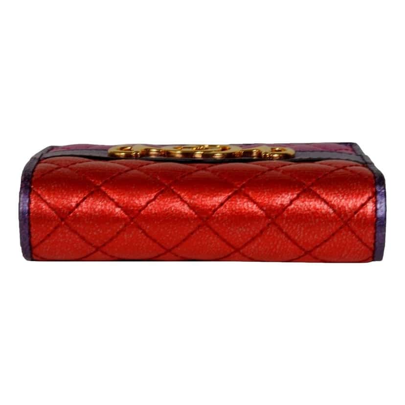 Gucci Gucci Zumi Nappa Trapunata Quilted Card Case Wallet Metallic Red Purple Red Leather Good condition - Inside View