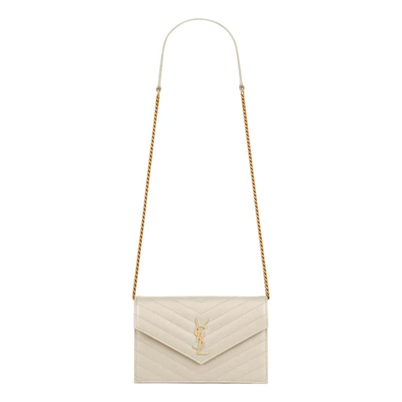 Saint Laurent Saint Laurent Cassandre Envelope Chain Wallet Crossbody Bag in Crema White White Leather Good condition - Front View