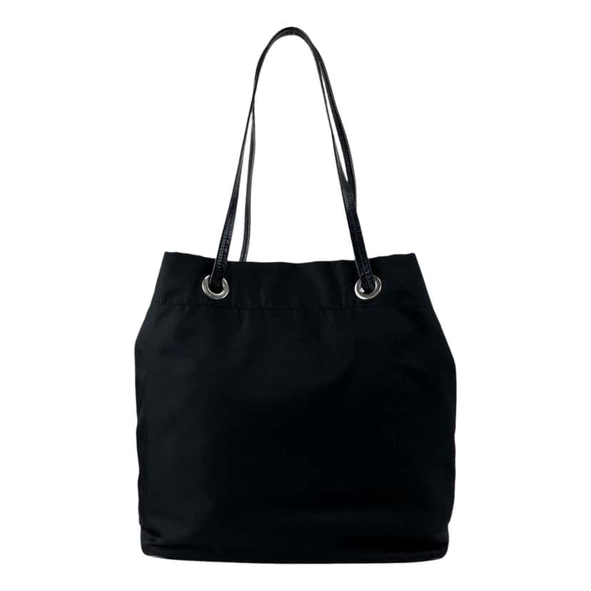 Prada Prada Vintage Tessuto Triangle Logo Drawstring Handbag Totebag Black Black Canvas Good condition - Back View