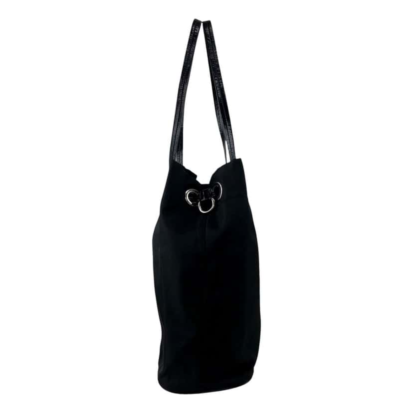 Prada Prada Vintage Tessuto Triangle Logo Drawstring Handbag Totebag Black Black Canvas Good condition - Inside View