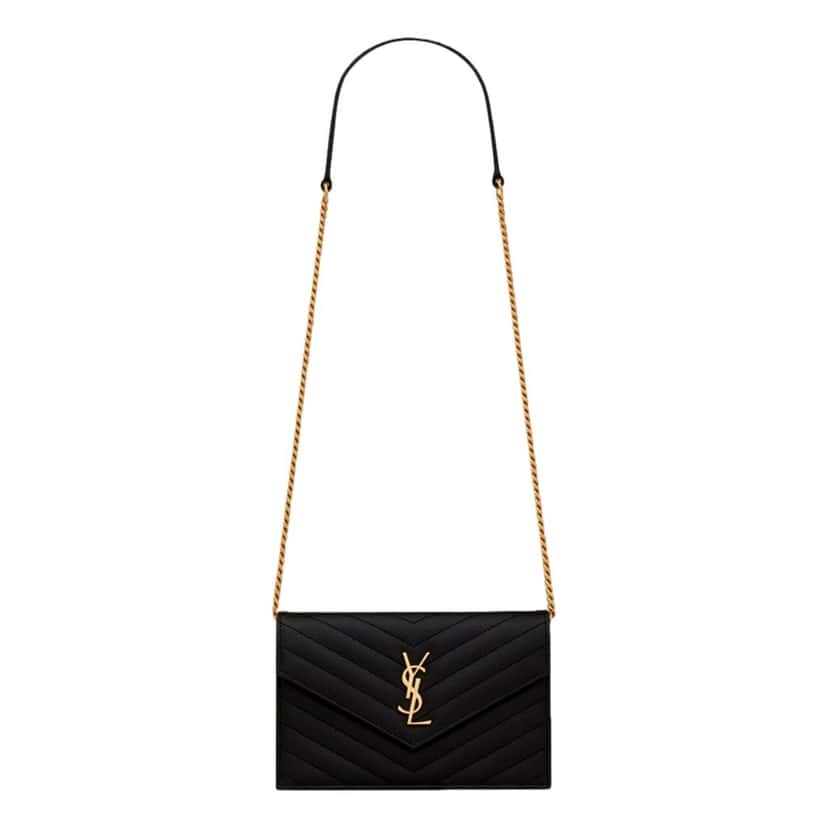 Saint Laurent Saint Laurent Cassandre Envelope Chain Crossbody Bag Black Leather Good condition - Front View