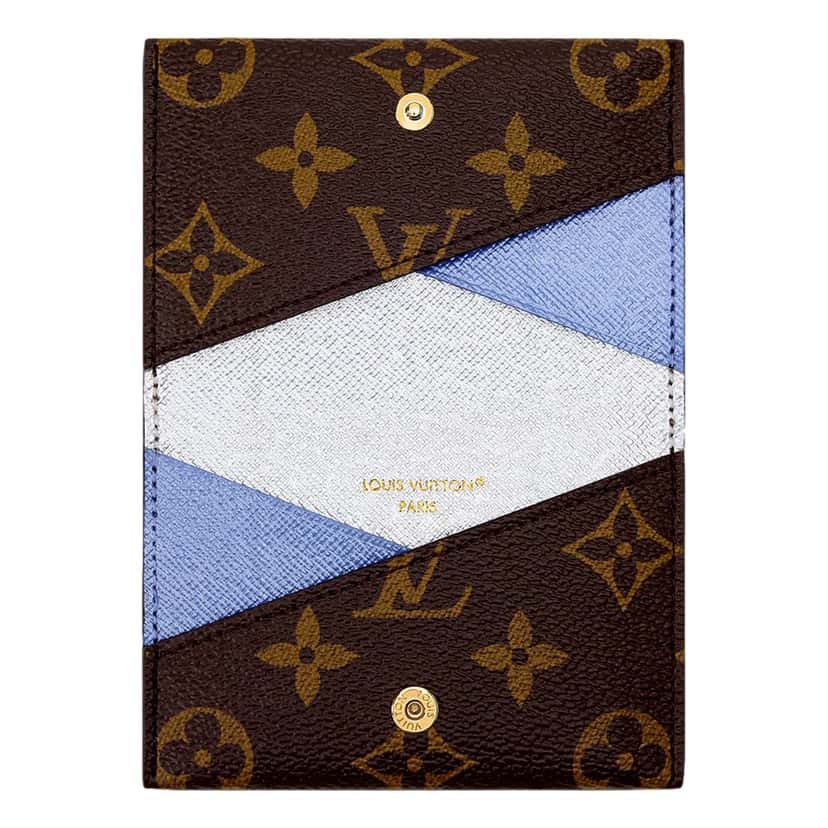 Louis Vuitton Louis Vuitton Monogram Slim Card Holder Wallet Blue and Silver Brown Canvas Good condition - Back View
