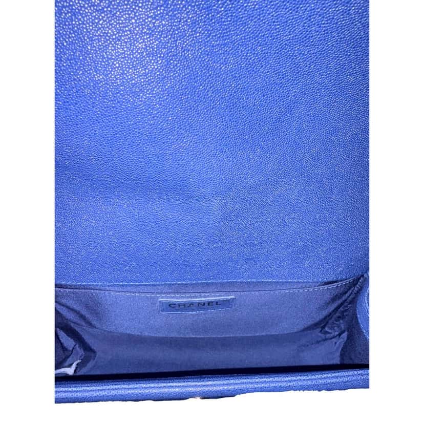 Chanel Chanel Medium Boy Bag in Dark Blue Caviar Leather with Gold Tone Hardware Blue Leather Good condition - Box View