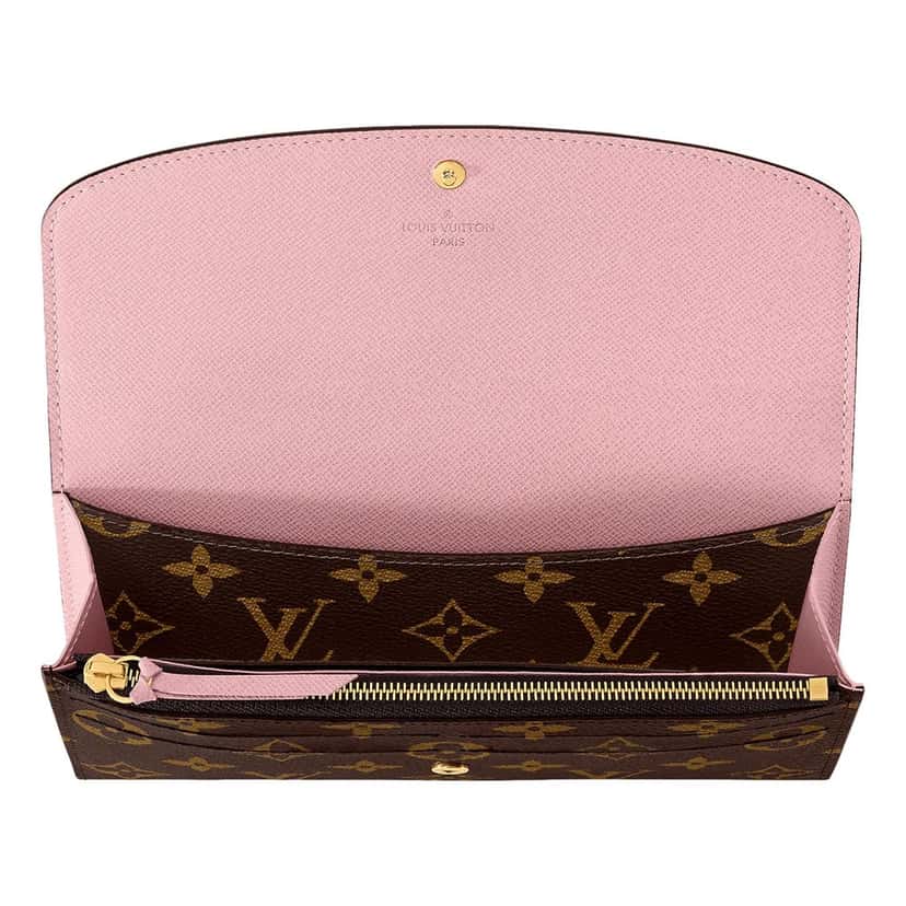 Louis Vuitton Louis Vuitton Emilie Wallet Monogram Canvas in Rose Ballerine Brown Leather Good condition - Model View