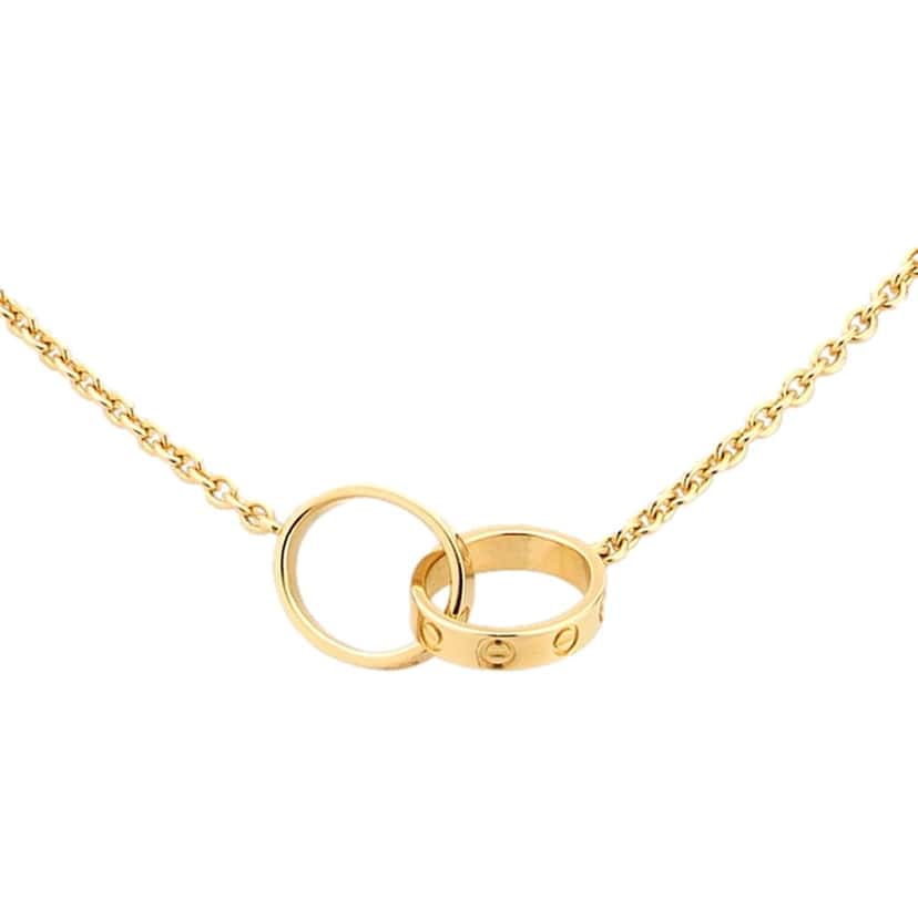 Cartier Cartier Love Pendant Interlocking Necklace 18k Yellow Gold Gold Lace Good condition - Front View