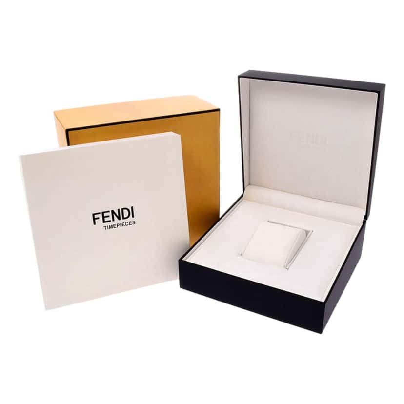 Fendi Fendi Runaway Rose Gold Black Calf Leather 36 MM Fashion Watch Gold Leather Never worn - Box View