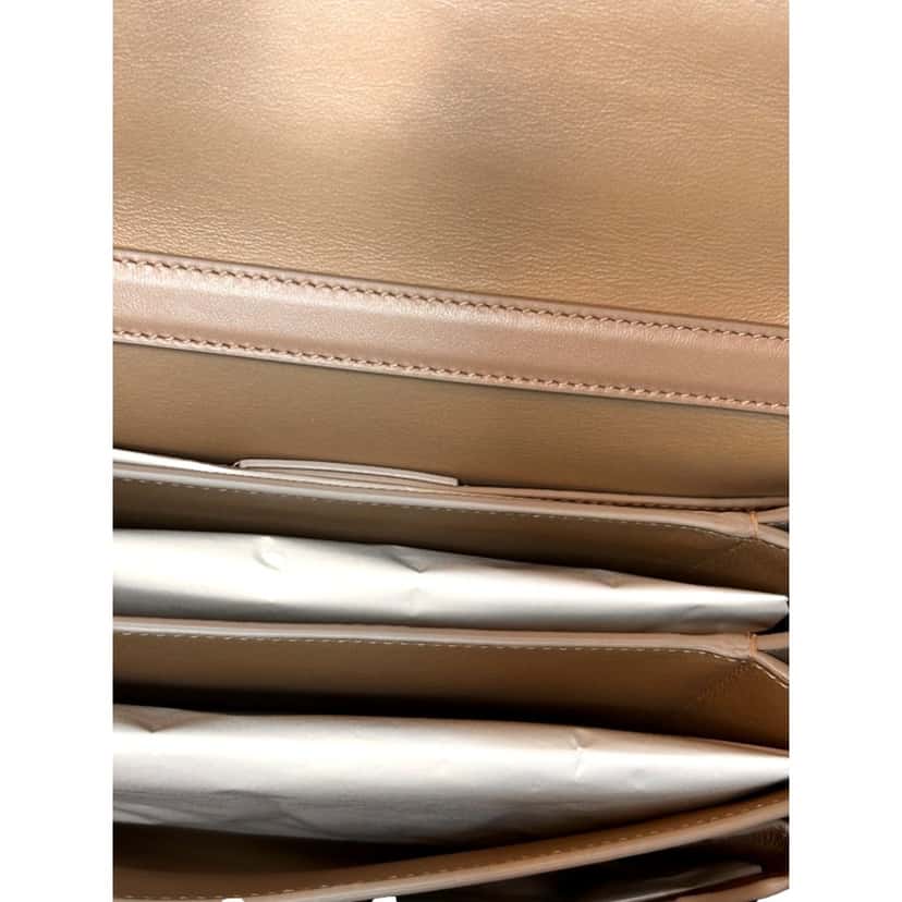 Salvatore Ferragamo Ferragamo Trifolio Soft Leather Flap Crossbody Bag Ameretti Beige Gold Hardware Beige Leather Never worn - Back View
