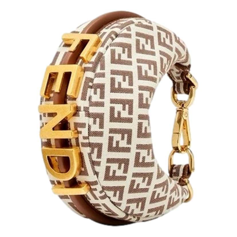 Fendi Fendi Fendigraphy Nano Hobo FF Canvas Leather Mini Bag Brown and White Brown Canvas Never worn - Inside View