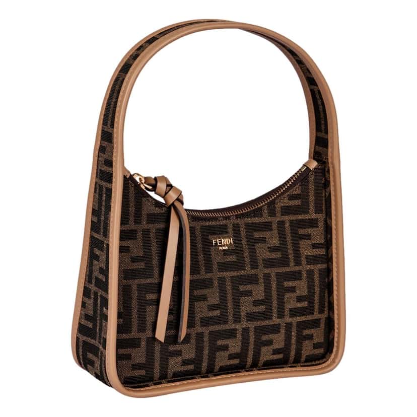 Fendi Fendi Fendessence Zucca Brown Canvas Crescent Mini Shoulder Bag Brown Leather Never worn - Back View