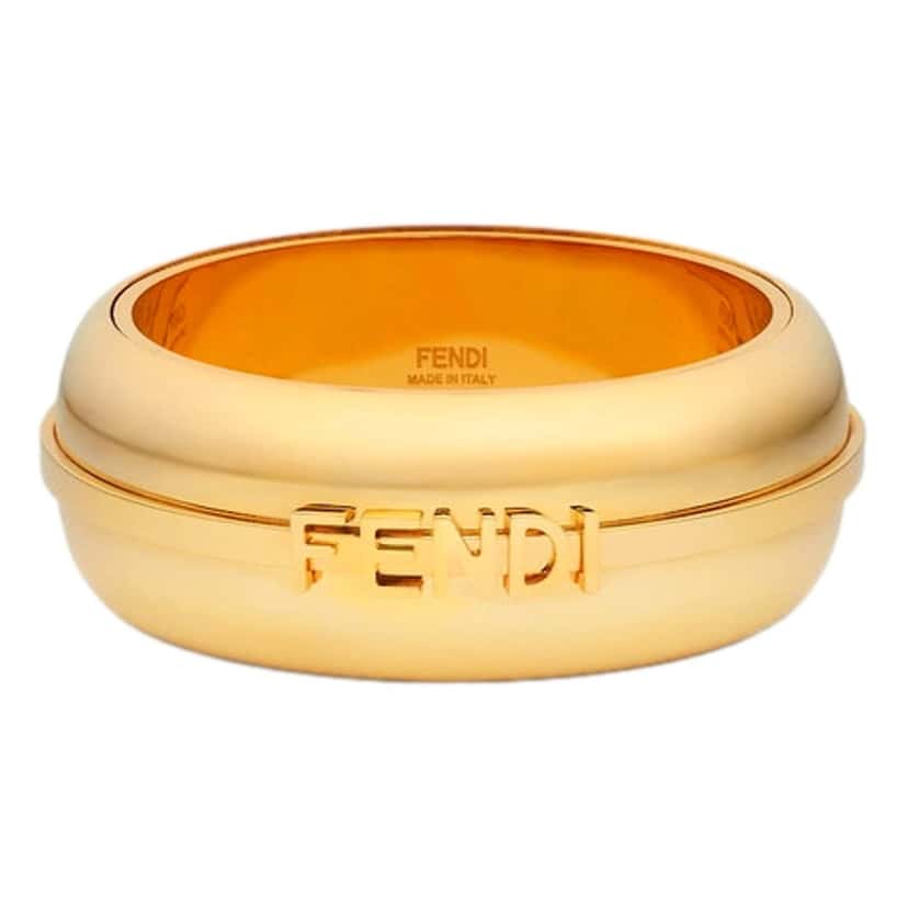 Fendi Fendi Fendigraphy Gold Tone Wide Logo Bangle Bracelet Gold Never worn - Back View