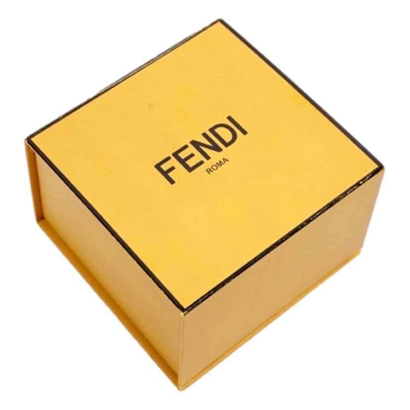 Fendi Fendi Fendigraphy Gold Tone Wide Logo Bangle Bracelet Gold Never worn - Box View