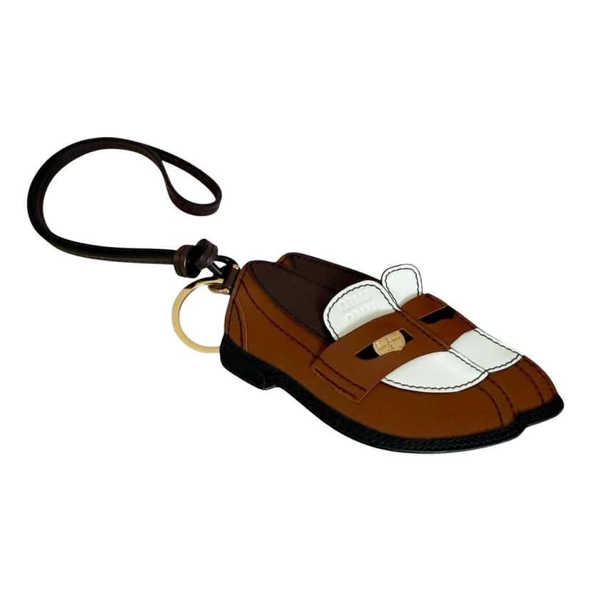 Miu Miu Miu Miu Penny Loafer Leather Bag Charm Brown and White Brown Leather Never worn - Front View