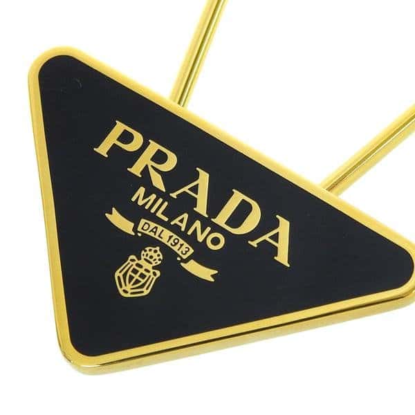 Prada Prada Enameled Metal Logo Pin Key Ring Black and Gold Purse Charm Black Never worn - Back View