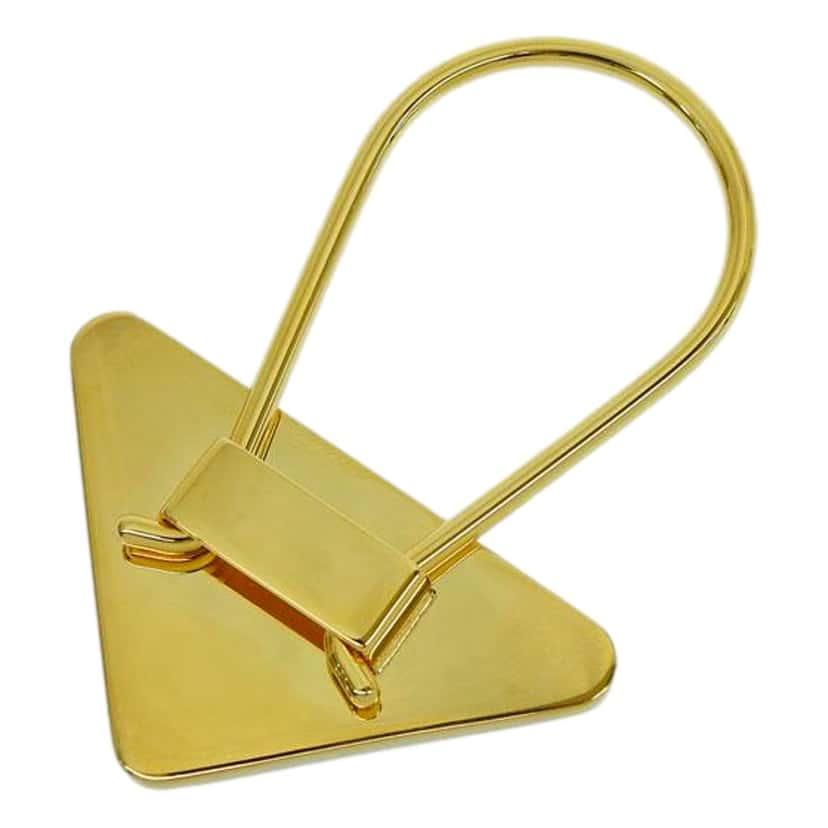 Prada Prada Enameled Metal Logo Pin Key Ring Black and Gold Purse Charm Black Never worn - Box View