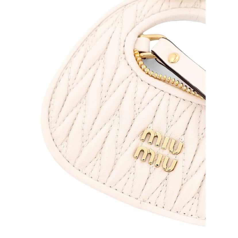 Miu Miu Miu Miu Wander Quilted Matelasse Leather Bag Charm in White White Leather Never worn - Back View