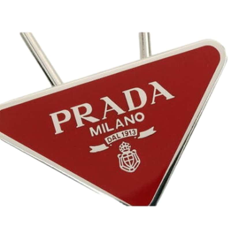 Prada Prada Enameled Metal Key Ring Red and Gold Triangle Logo Purse Charm Red Never worn - Inside View