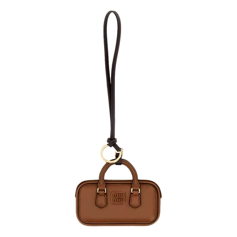 Miu Miu Miu Miu Arcadie Miniature Leather Bag Charm Brown Gold Hardware Zip Closure Brown Leather Never worn - Front View