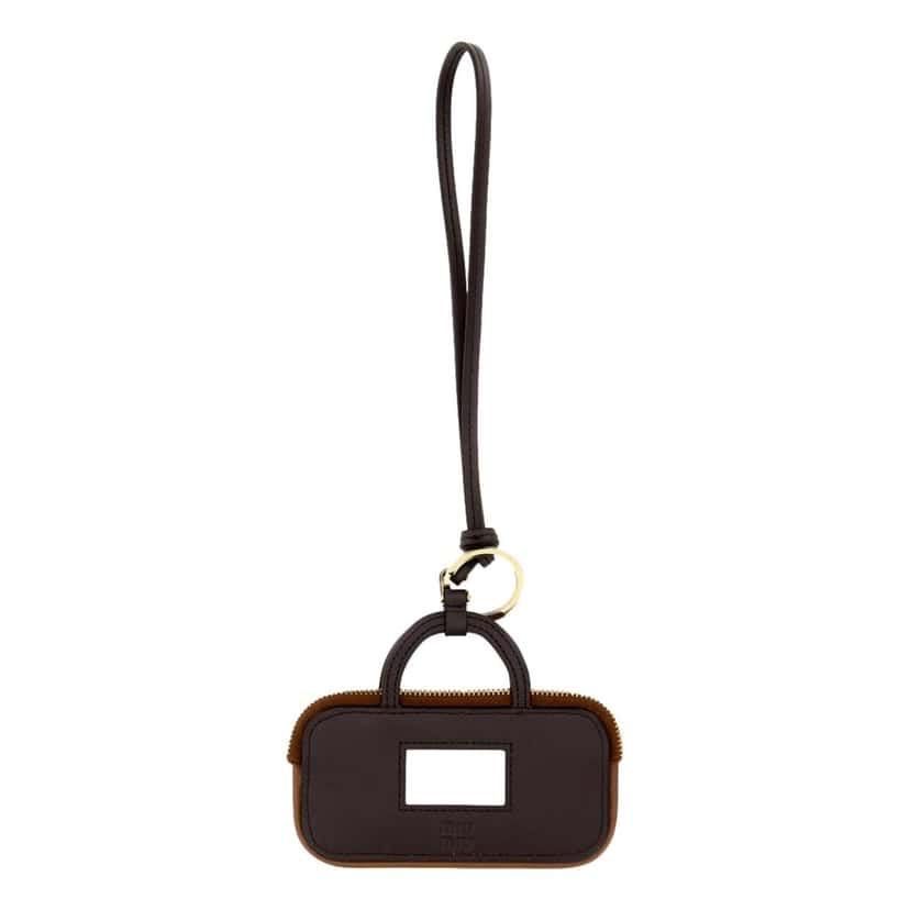 Miu Miu Miu Miu Arcadie Miniature Leather Bag Charm Brown Gold Hardware Zip Closure Brown Leather Never worn - Back View