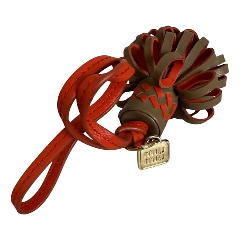 Miu Miu Miu Miu Trick Nappa Leather Pompom Bag Charm Brown and Orange Brown Leather Good condition - Back View