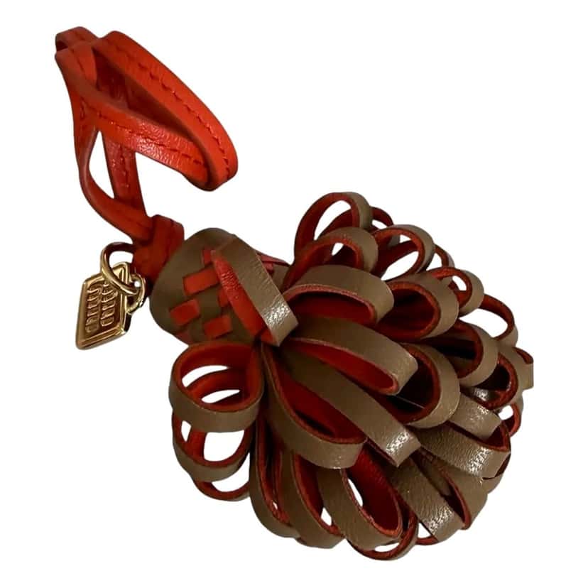 Miu Miu Miu Miu Trick Nappa Leather Pompom Bag Charm Brown and Orange Brown Leather Good condition - Inside View
