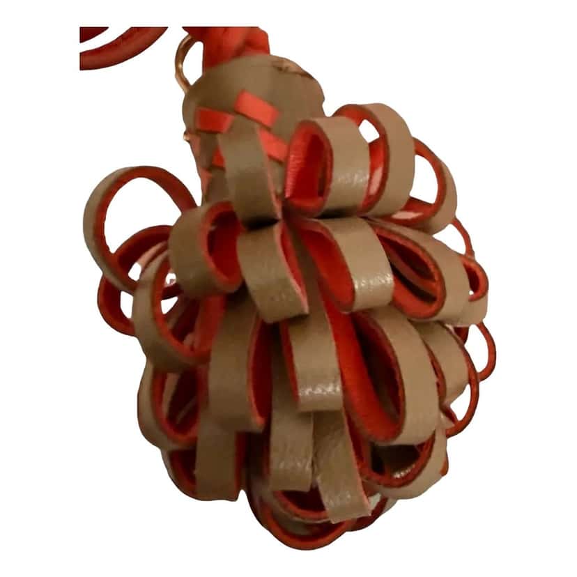 Miu Miu Miu Miu Trick Nappa Leather Pompom Bag Charm Brown and Orange Brown Leather Good condition - Model View