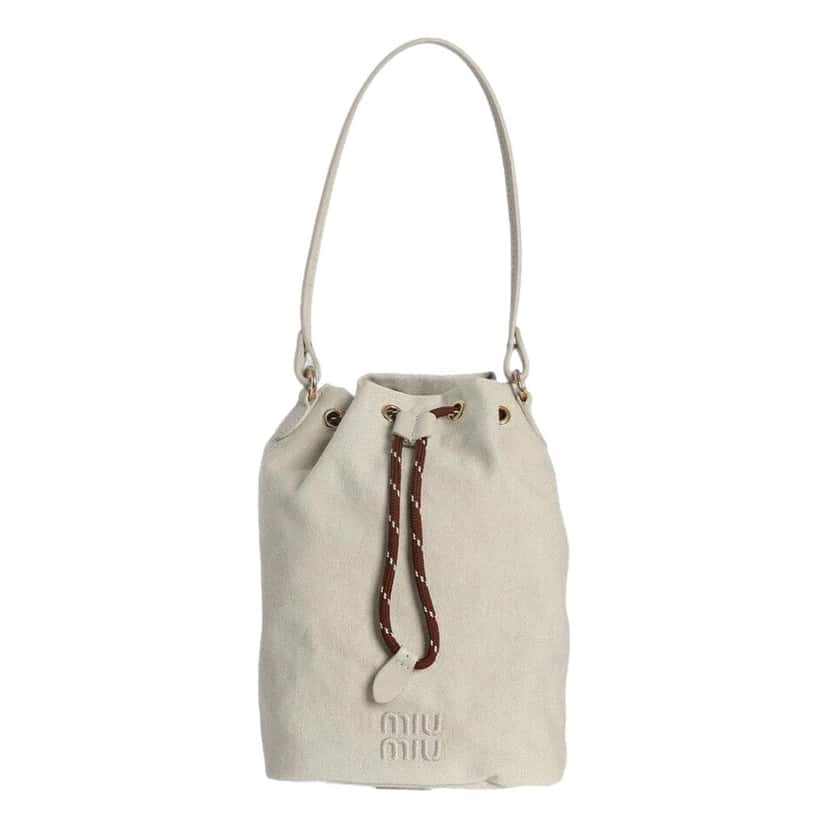 Miu Miu Miu Miu Gabardine Mini Bucket Bag in White Beige Leather Never worn - Front View