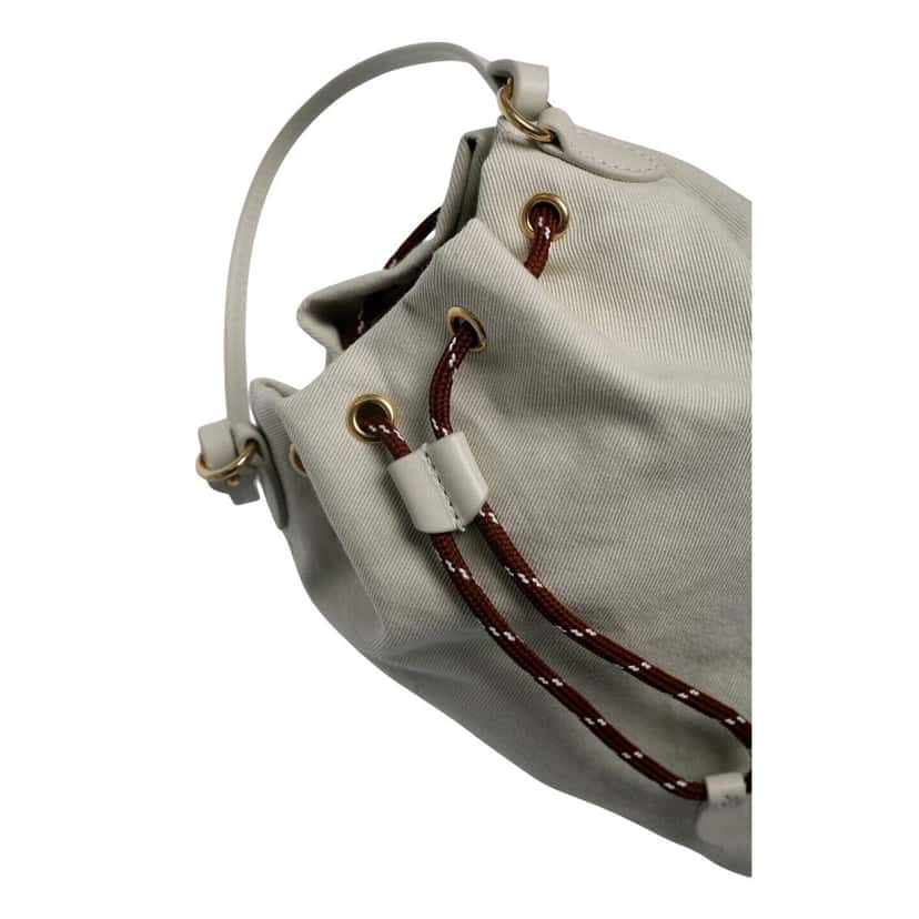 Miu Miu Miu Miu Gabardine Mini Bucket Bag in White Beige Leather Never worn - Model View