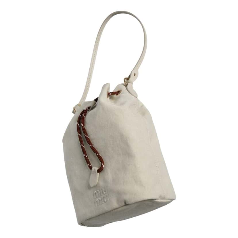 Miu Miu Miu Miu Gabardine Mini Bucket Bag in White Beige Leather Never worn - Box View