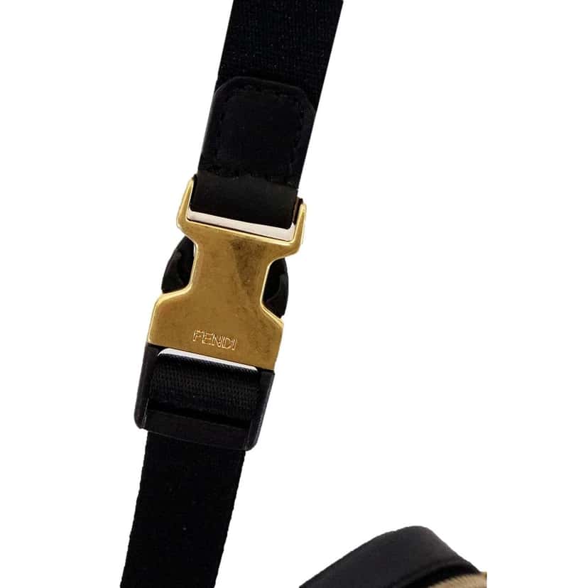 Fendi Fendi Karligraphy Studded Black Leather Small Crossbody Bag Black Leather Never worn - Box View