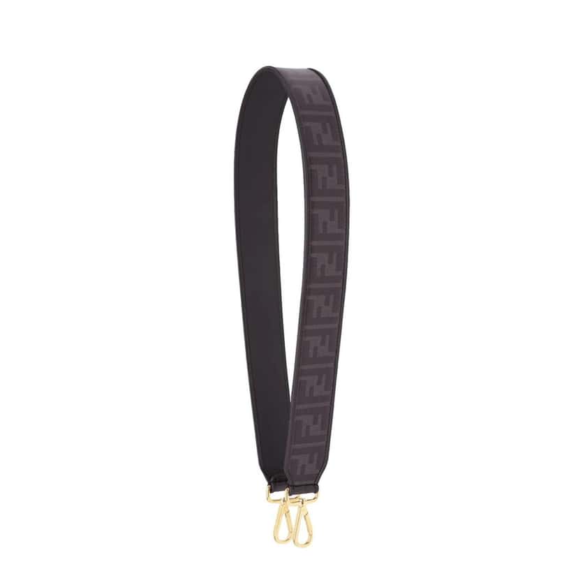 Fendi Fendi Strap You Black Glazed Fabric FF Zucca Shoulder Strap Black Canvas Good condition - Front View